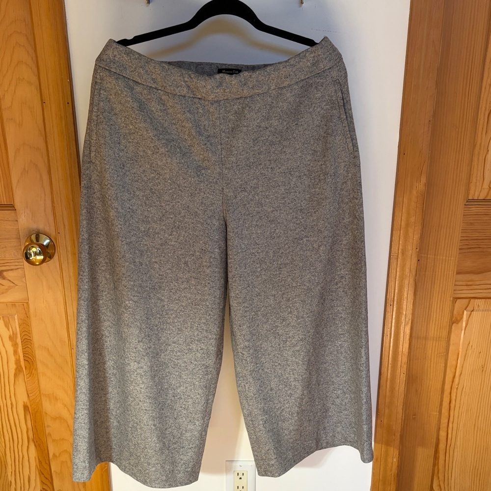 Massimo Dutti Light Gray Wide Leg Pants